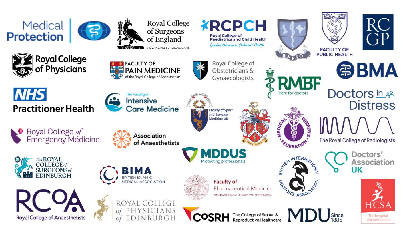 Logos of the 32 healthcare organisations involved